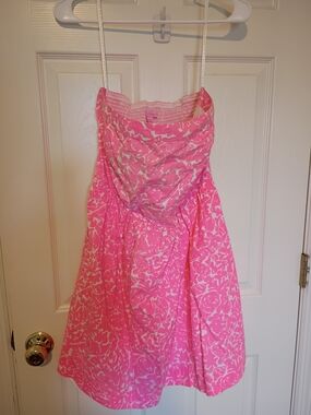 Lilly Pulitzer RARE Hot Pink Floral Strapless Party Dress NWOT XL MSRP $289